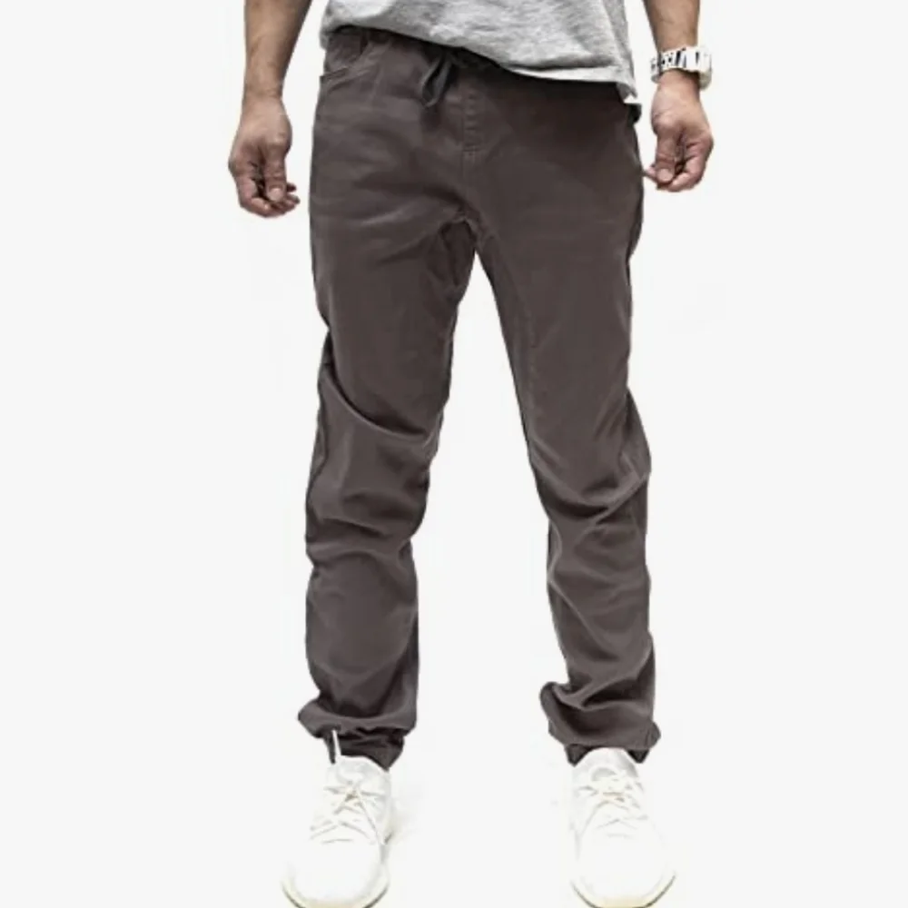 Americano Men's Vintage Drop Crotch Denim Jogger Casual Pants Gray